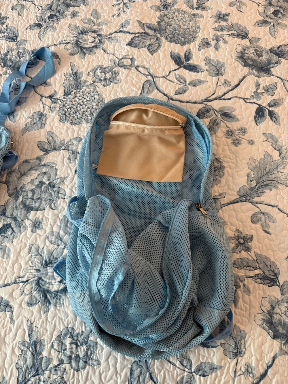 Light Blue Mesh Backpack & Crossbody Set
